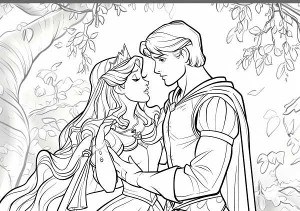 Coloriage La Belle au bois dormant à imprimer gratuit - Objectif Maternelle