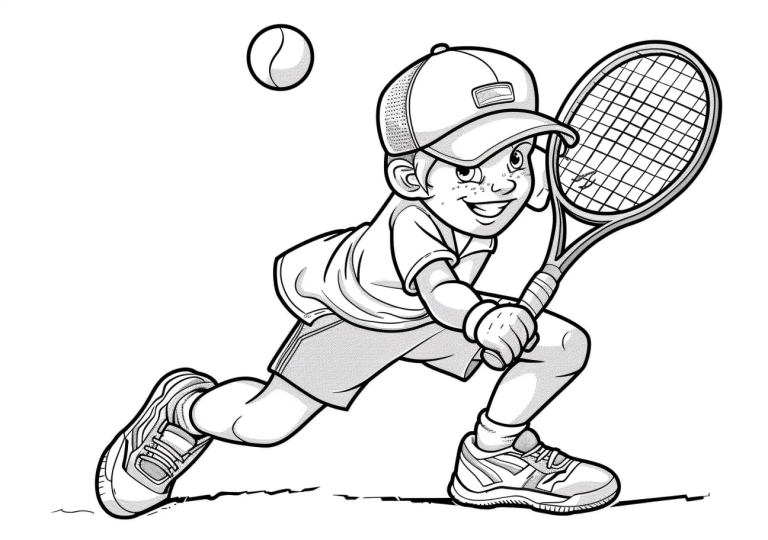 Coloriage Tennis à imprimer gratuit - Objectif Maternelle